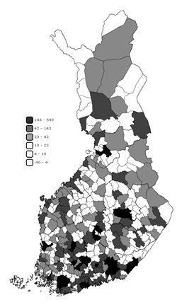 Liikenteen kasvihuonekaasupstt Suomessa kunnittain vuonna 2013 (1000 t CO2-ekv.)