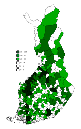  Maatalouden kasvihuonekaasupstt Suomessa kunnittain vuonna 2013 (1000 t CO2-ekv.) 