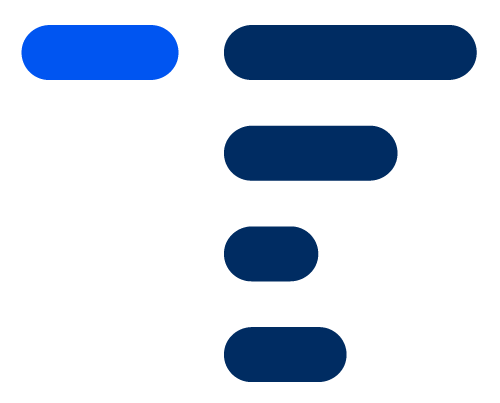 Statistics Finland's logo resembles the capital letter T. The stem and right side of the horizontal bar of the letter T consist of dark blue bars. The left side of the horizontal bar is electric blue.
