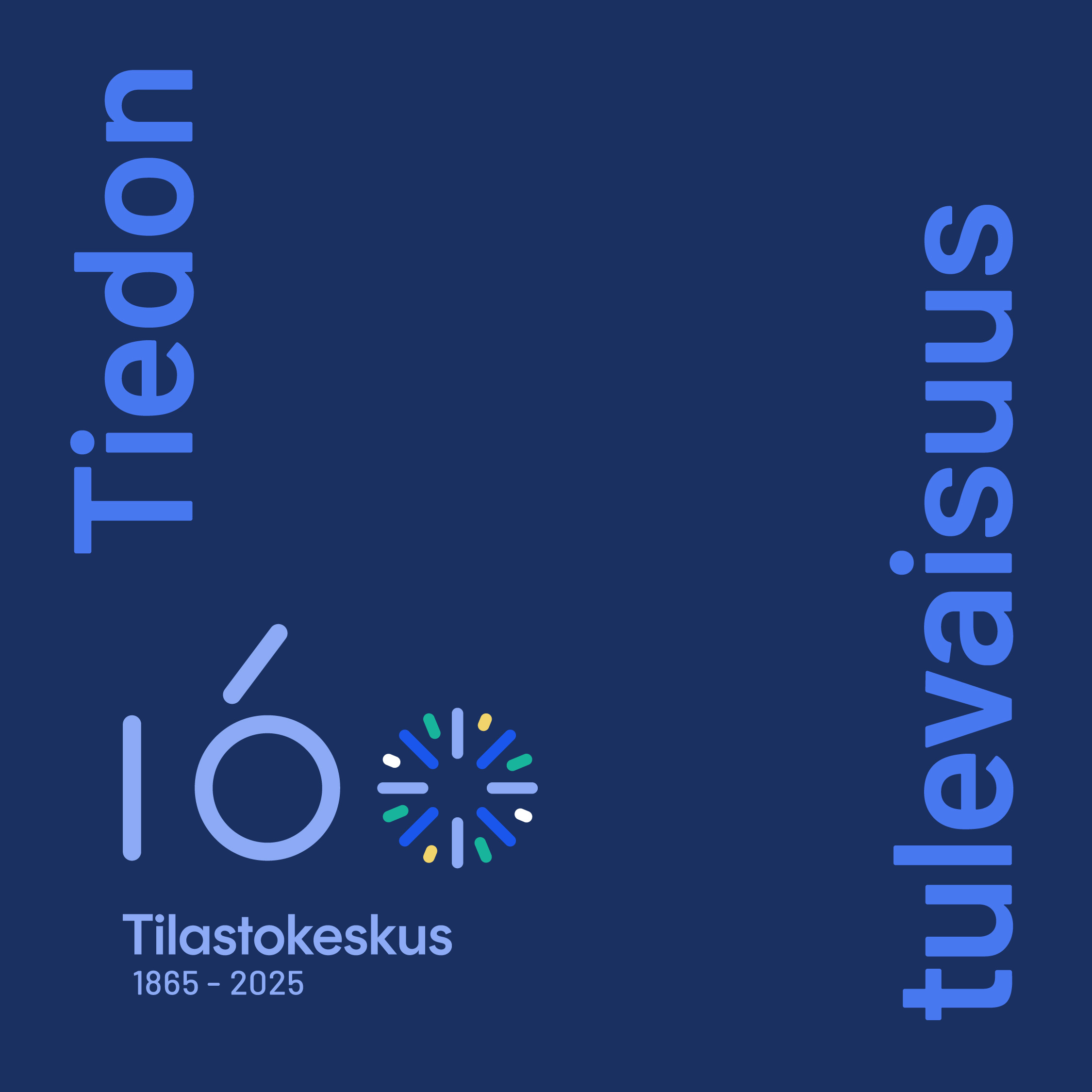 Podcastin logo. Tiedon tulevaisuus. Tilastokeskus 1865–2025.