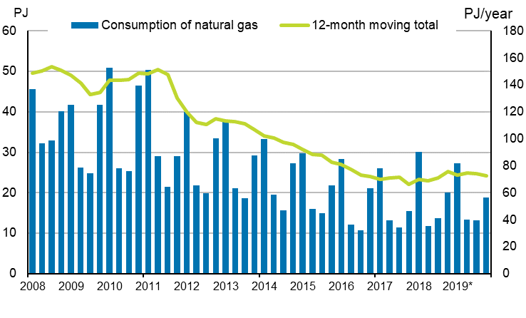 Appendix figure 4. Consumption of natural gas 2007–2019*